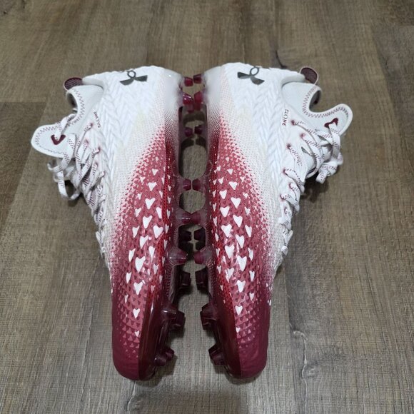 Under Armour Clone Blur Football Cleats White Red Maroon Size 15 – Lightweight - Picture 6 of 7